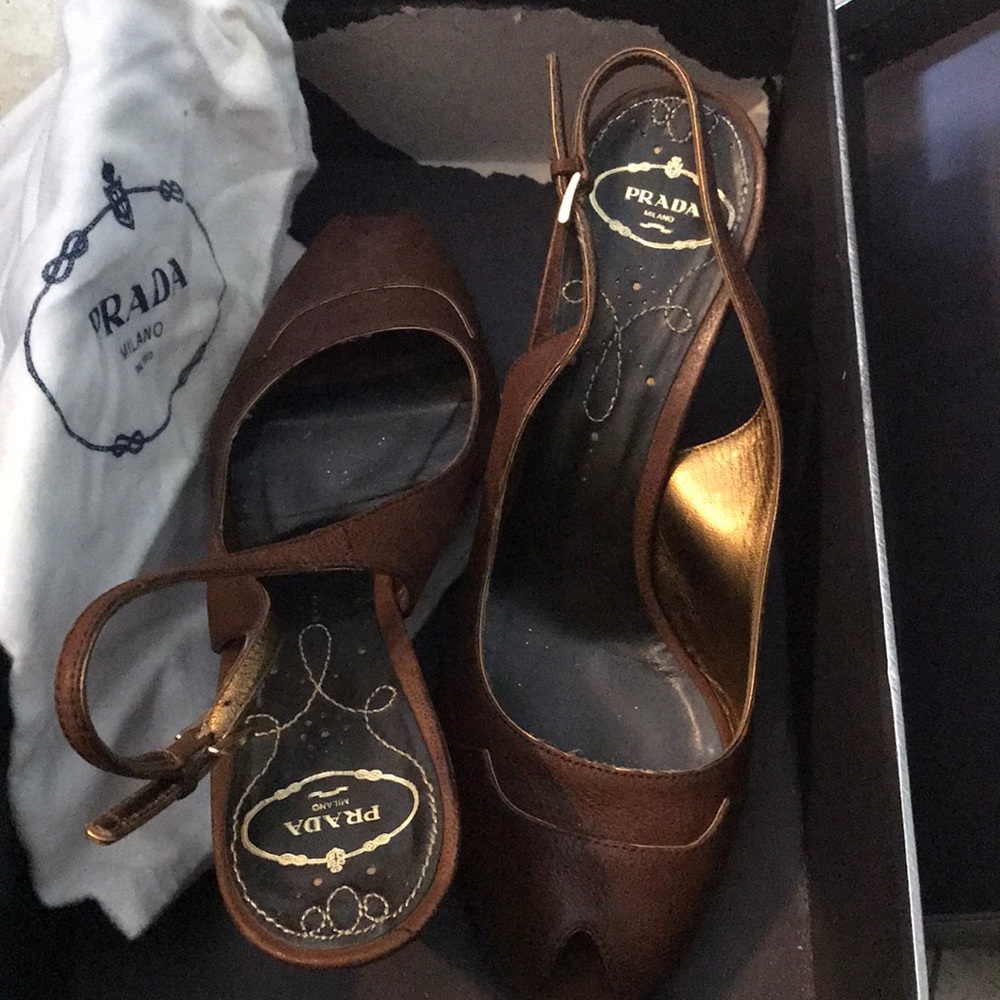 Prada wedges size 9-10 the box says 40